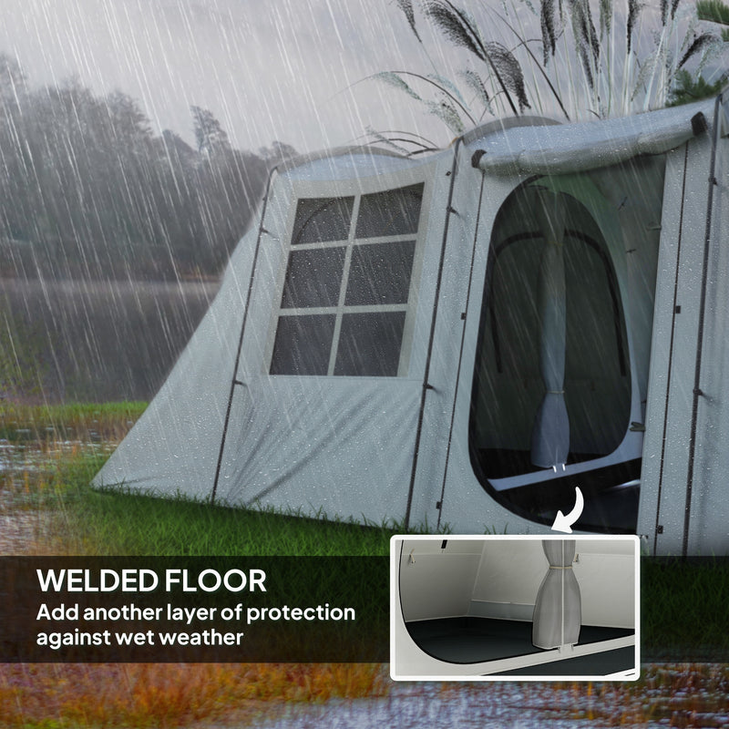 Outsunny 3-4 Man Tunnel Tent With Sewn In Floor, 3000mm Waterproof