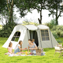 Outsunny 3-4 Man Tunnel Tent With Sewn In Floor, 3000mm Waterproof