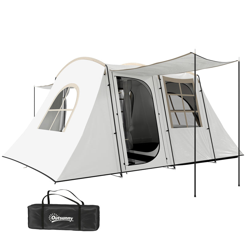 Outsunny 3-4 Man Tunnel Tent With Sewn In Floor, 3000mm Waterproof