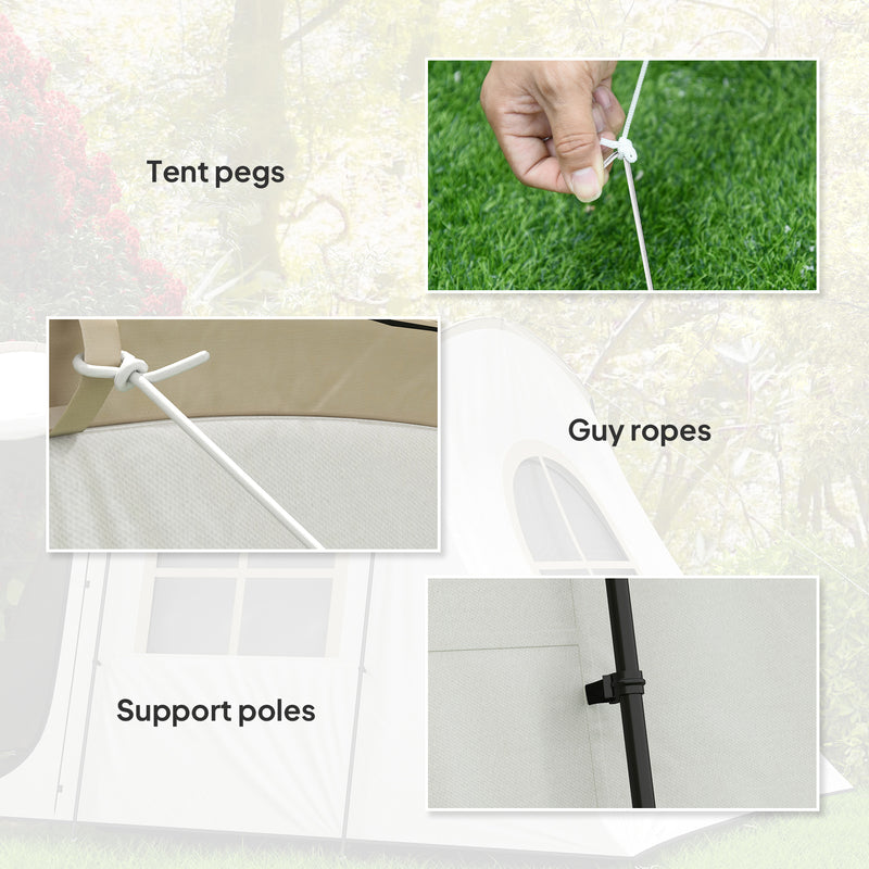 Outsunny 3-4 Man Tunnel Tent With Sewn In Floor, 3000mm Waterproof