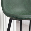 HOMCOM Bar Stools Set of 2, Bar Chairs with Back and Steel Legs, Green