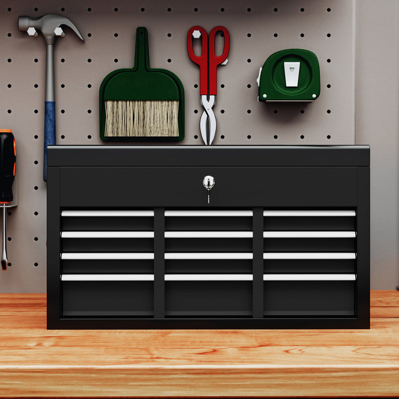 HOMCOM Lockable Metal Tool Chest W/ 6 Drawer, Ball Bearing Runners - Red/Black