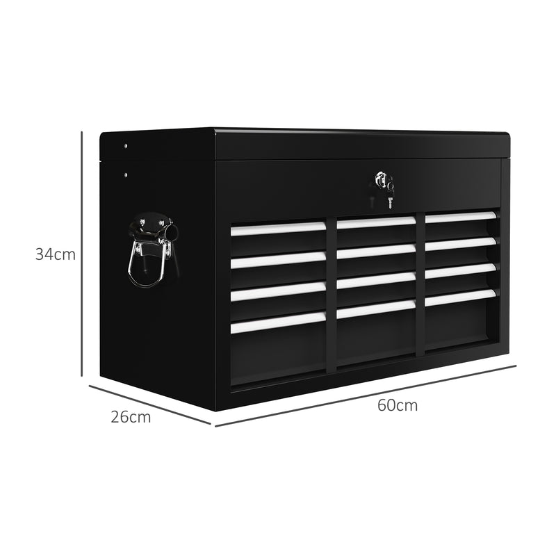 HOMCOM Lockable Metal Tool Chest W/ 6 Drawer, Ball Bearing Runners - Red/Black