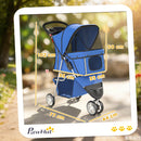 PawHut Pet Stroller Pushchair Carrier For Cat Puppy With 3 Wheels Blue