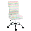 HOMCOM Fluffy Makeup Vanity Chair with No Arm, Swivel Wheels, Unicorn Tone