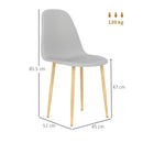 HOMCOM Dining Chairs Set of 4 w/ Curved Back, Steel Legs, Grey