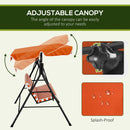 Outsunny Outdoor 3-person Porch Swing Chair with Adjustable Canopy Orange