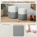 HOMCOM Round Storage Ottoman Set Of 2, Nesting Footrest Stool, Cream & Grey