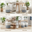 HOMCOM Round Storage Ottoman Set Of 2, Nesting Footrest Stool, Cream & Grey