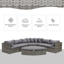Outsunny Outdoor Rattan Corner Sofa Set 6 Piece - Grey