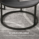 HOMCOM 2 Pcs Stacking Coffee Table Set Steel Frame Wood Effect Top Foot Pads