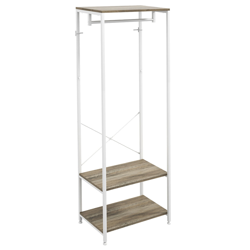 HOMCOM Coat Rack, 2-in-1 Clothes Stand with Shoe Storage for Hallway, Grey