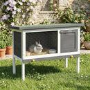 PawHut Rabbit Hutch, Guinea Pig Hutch Outdoor Cage W/ Asphalt Roof, Green