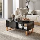 HOMCOM Coffee Table, Living Room Table with Drawer and Open Shelves
