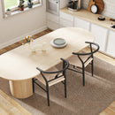 HOMCOM Weave Dining Chairs Set of 2 with Y-Shaped Backrest Hemp Seat Black