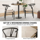 HOMCOM Weave Dining Chairs Set of 2 with Y-Shaped Backrest Hemp Seat Black