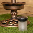 1.1m Bronze Effect Resin Garden Bird Bath & Table With Solar Light
