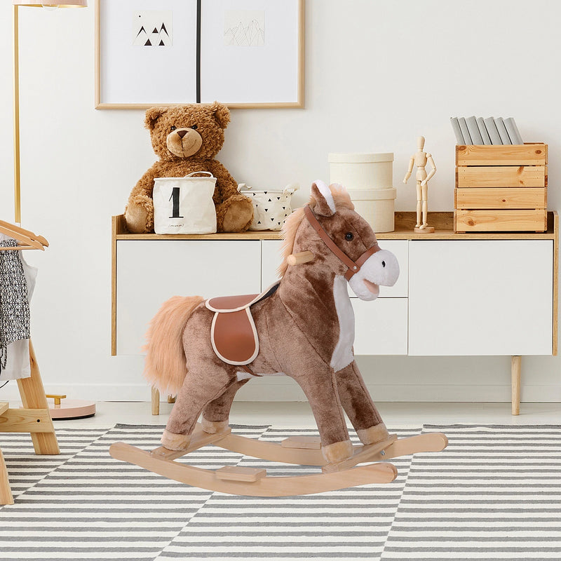 HOMCOM Children's Rocking Horse - Brown and White