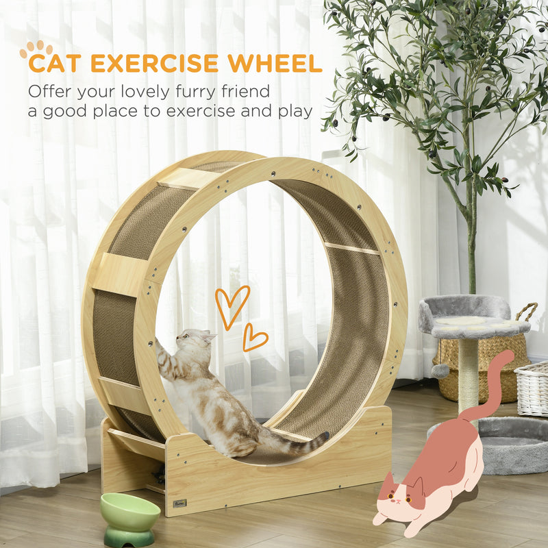 PawHut Cat Wheel with Brake, Scratching Pads for Health