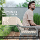 Outsunny 6 Seater Rattan Dining Set with Seat Back Cushions, Aluminium Frame