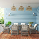 Outsunny 6 Seater Rattan Dining Set with Seat Back Cushions, Aluminium Frame