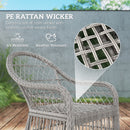 Outsunny 6 Seater Rattan Dining Set with Seat Back Cushions, Aluminium Frame