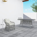 Outsunny 6 Seater Rattan Dining Set with Seat Back Cushions, Aluminium Frame