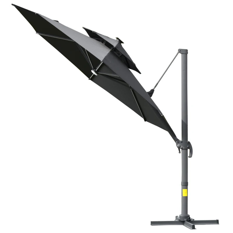 Outsunny Cantilever Banana Parasol with Solar Lights 3m - Dark Grey