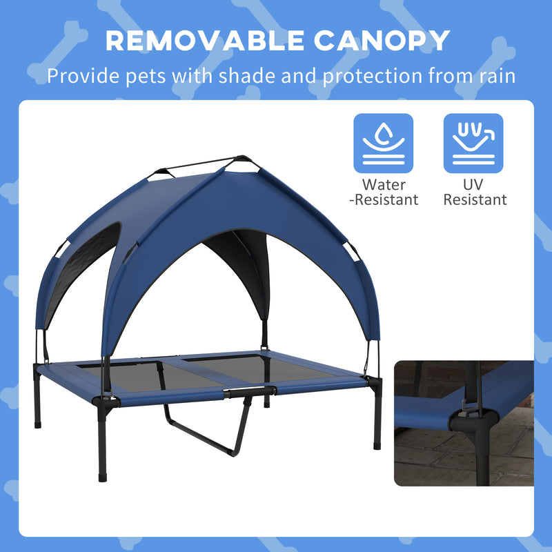 PawHut Cooling Raised Dog Bed w/ Breathable Mesh, Dark Blue