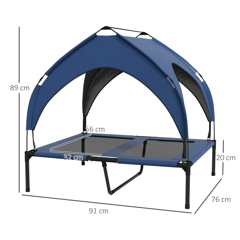 PawHut Cooling Raised Dog Bed w/ Breathable Mesh, Dark Blue