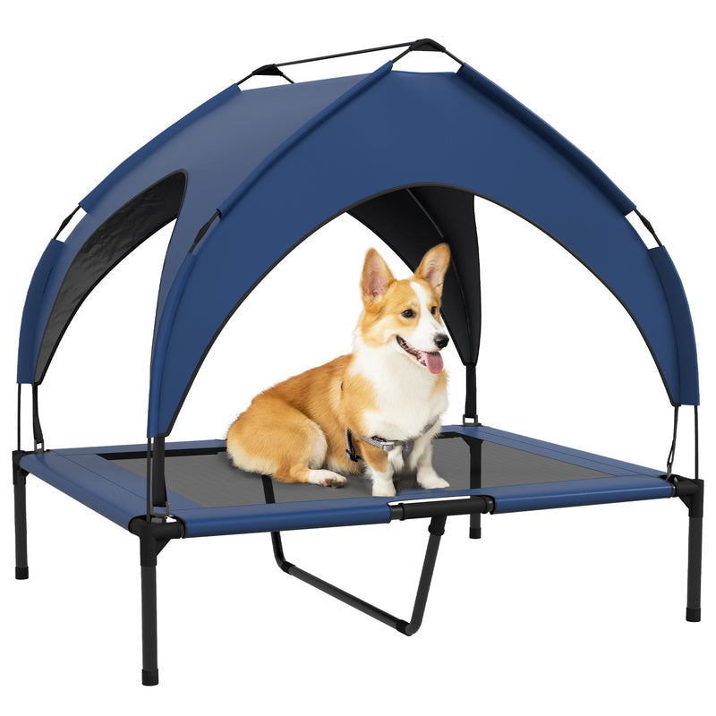 PawHut Cooling Raised Dog Bed w/ Breathable Mesh, Dark Blue