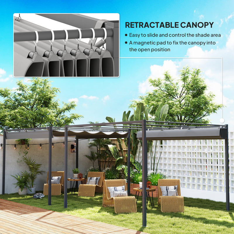 Outsunny 3 X 3(m) Garden Pergola With Retractable Roof, UPF30+