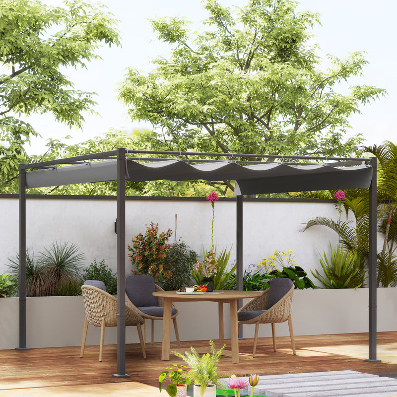 Outsunny 3 X 3(m) Garden Pergola With Retractable Roof, UPF30+