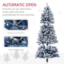 HOMCOM 6 Foot Artificial Blue Snow Flocked Christmas Tree With Hinged Branches