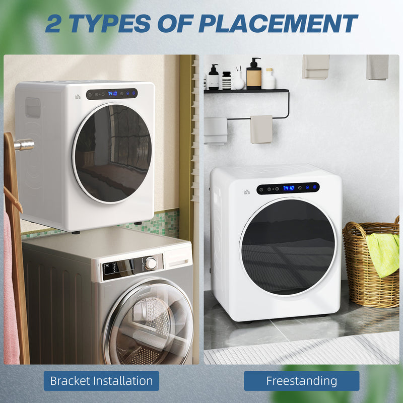 HOMCOM 4kg Portable Vented Tumble Dryer Machine with Timer, 6 Heat Settings