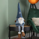 48cm Tall Christmas Gnome Gonk Nordic Decoration Blue Body Hat Bell Dangly Legs