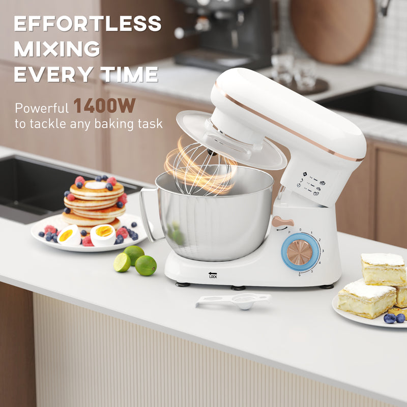 HOMCOM Electric Stand Mixer, 4.5L Food Mixer with Dough Hook, Whisk