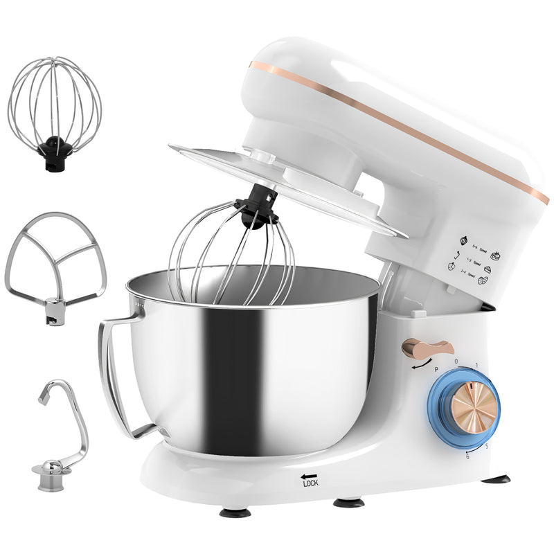 HOMCOM Electric Stand Mixer, 4.5L Food Mixer with Dough Hook, Whisk