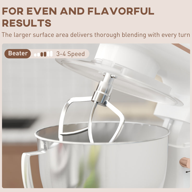 HOMCOM Electric Stand Mixer, 4.5L Food Mixer with Dough Hook, Whisk