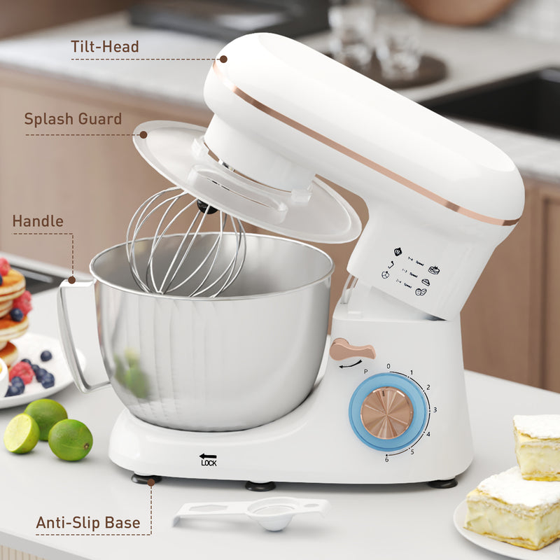HOMCOM Electric Stand Mixer, 4.5L Food Mixer with Dough Hook, Whisk