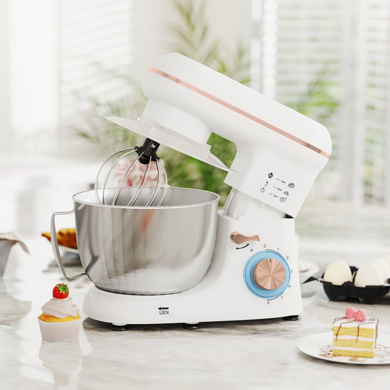 HOMCOM Electric Stand Mixer, 4.5L Food Mixer with Dough Hook, Whisk