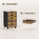 HOMCOM Filing Cabinet with 5 Drawers, Under Desk Drawer, Rustic Brown