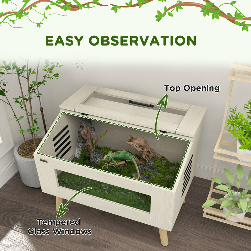 PawHut Reptile Terrarium, Snake Vivarium with Tempered Glass Windows