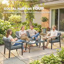 Outsunny 4 Seater Aluminium Garden Furniture Set, Outdoor Patio Furniture