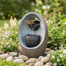 Outsunny Water Feature with 2-Tier Bowls, Pump and LED Lights
