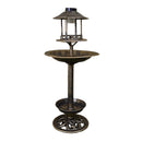 1.1m Bronze Effect Resin Garden Bird Bath & Table With Solar Light
