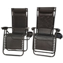Set of 2 Black Multi Position Textoline Zero Gravity Garden Relaxer Chair Lounger