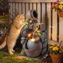 Outsunny Outdoor Fountain with LED Lights, 4-Tier Garden Fountain