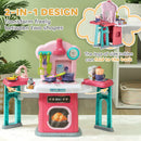 AIYAPLAY 45 Pieces Kids Kitchen w/ Rotating Tables, Light, Sound, Spray