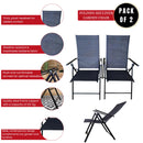 Set of 2 Outdoor Garden Patio Multi Position Reclining Folding Chair in Black